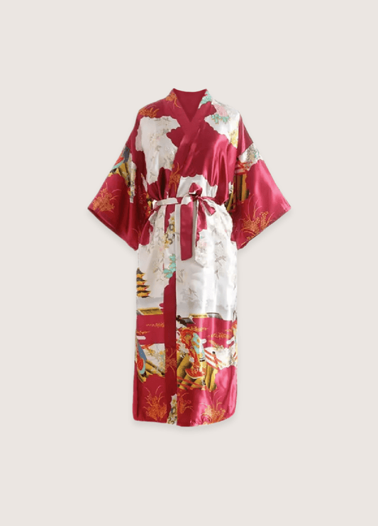 Kimono rouge long soie | Naoko