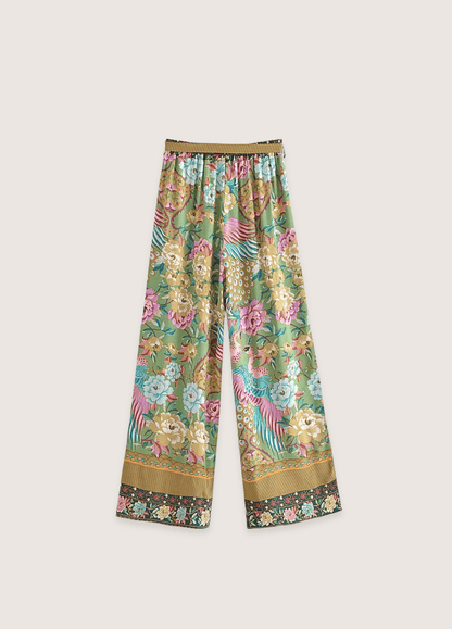 Ensemble pantalon kimono paon fleuri | Yukimi