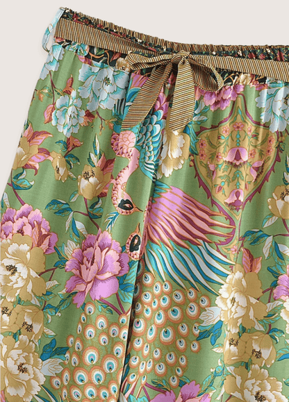 Ensemble pantalon kimono paon fleuri | Yukimi
