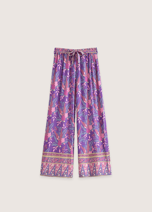 Ensemble pantalon kimono violet fleuri | Kazero