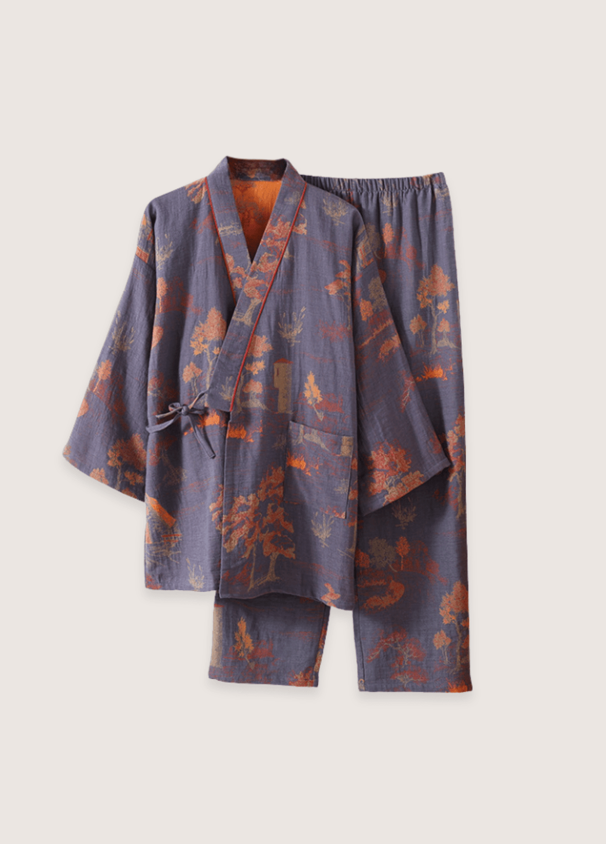 Ensemble pantalon pyjama kimono bleu | Morira