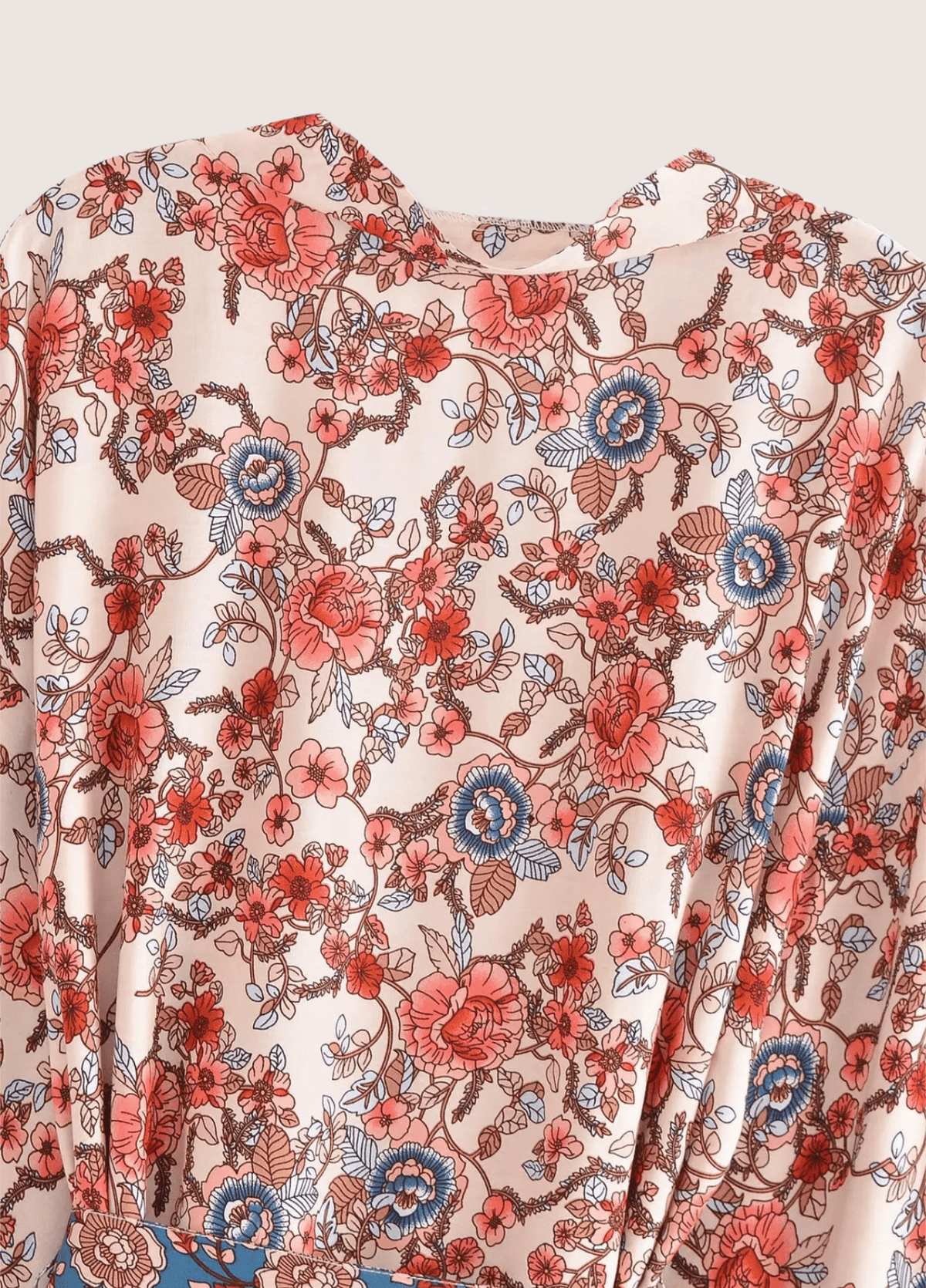 Kimono court bohème abricot et bleu | Kaira