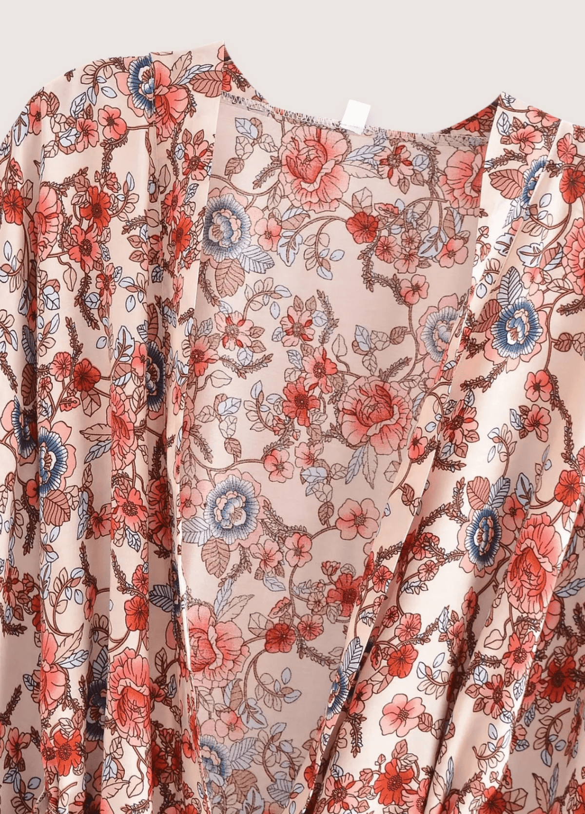 Kimono court bohème abricot et bleu | Kaira