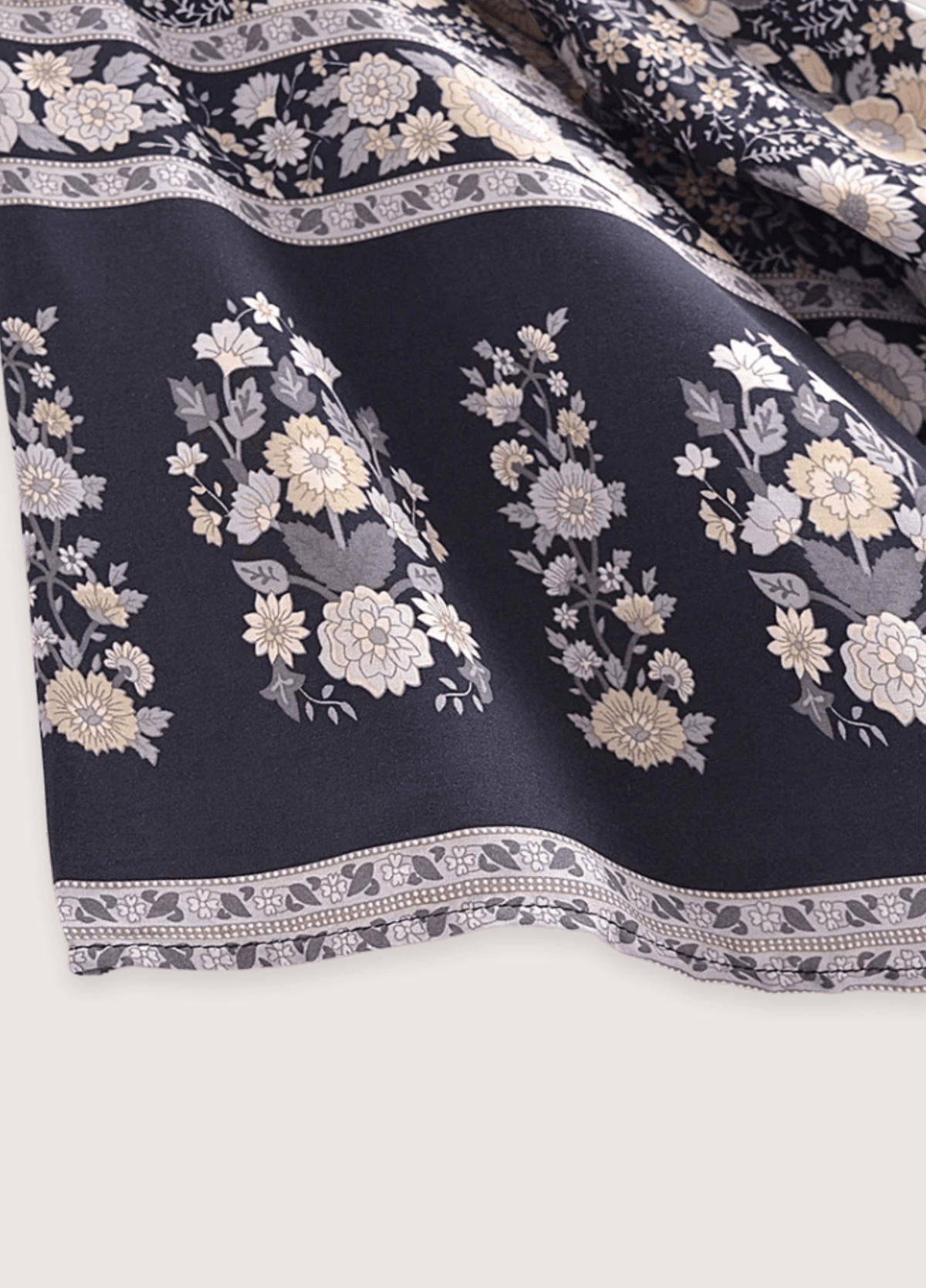 Kimono court bohème gris et rose | Haruto