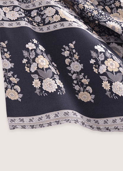 Kimono court bohème gris et rose | Haruto