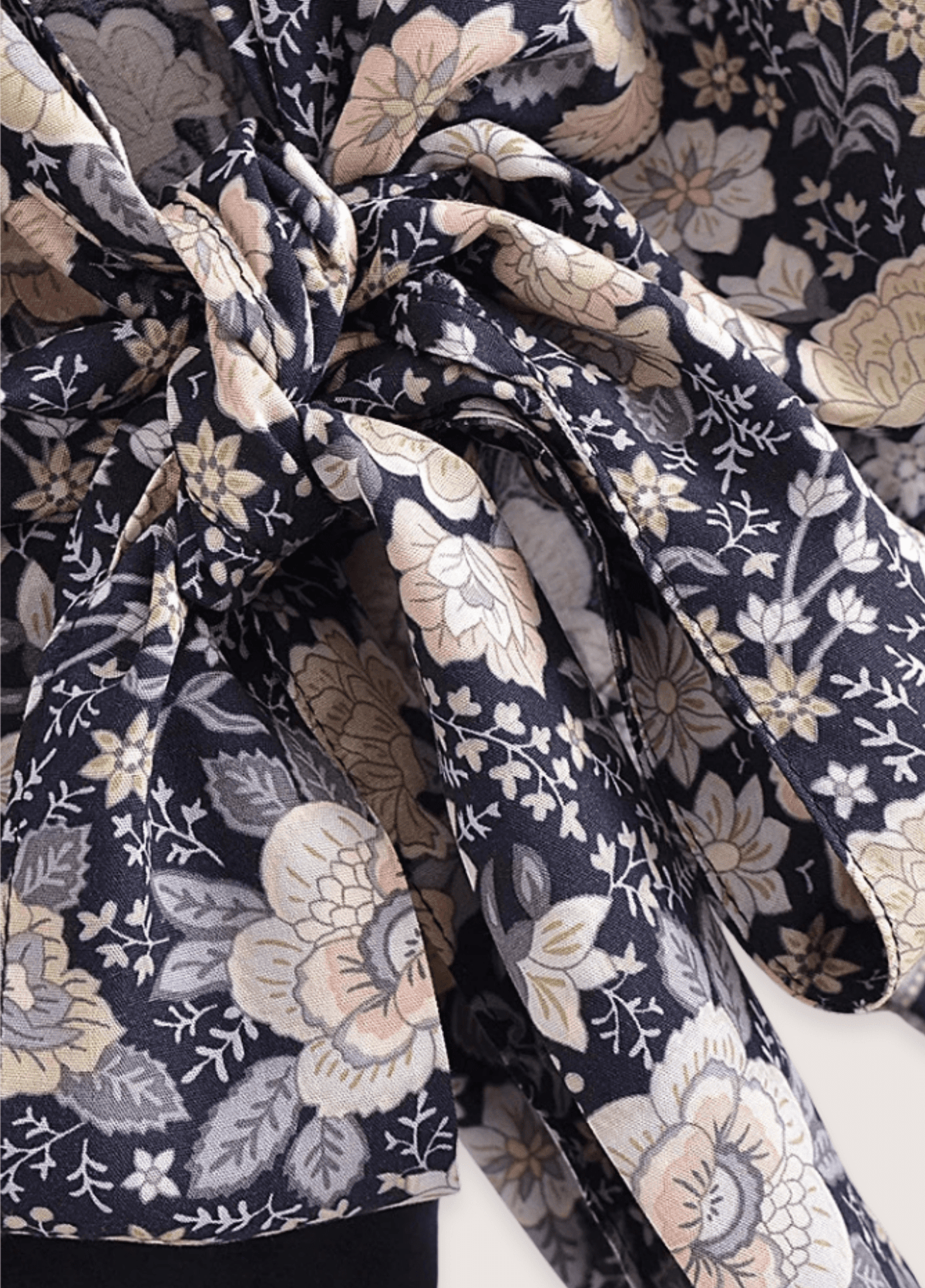 Kimono court bohème gris et rose | Haruto
