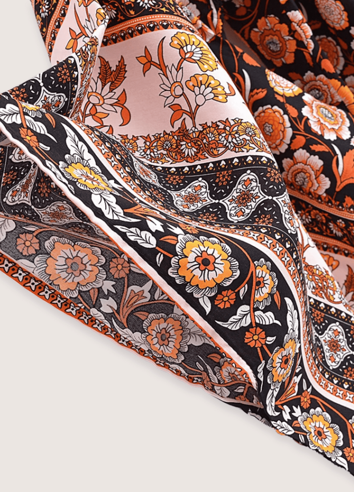 Kimono court bohème orange et noir | Isoro