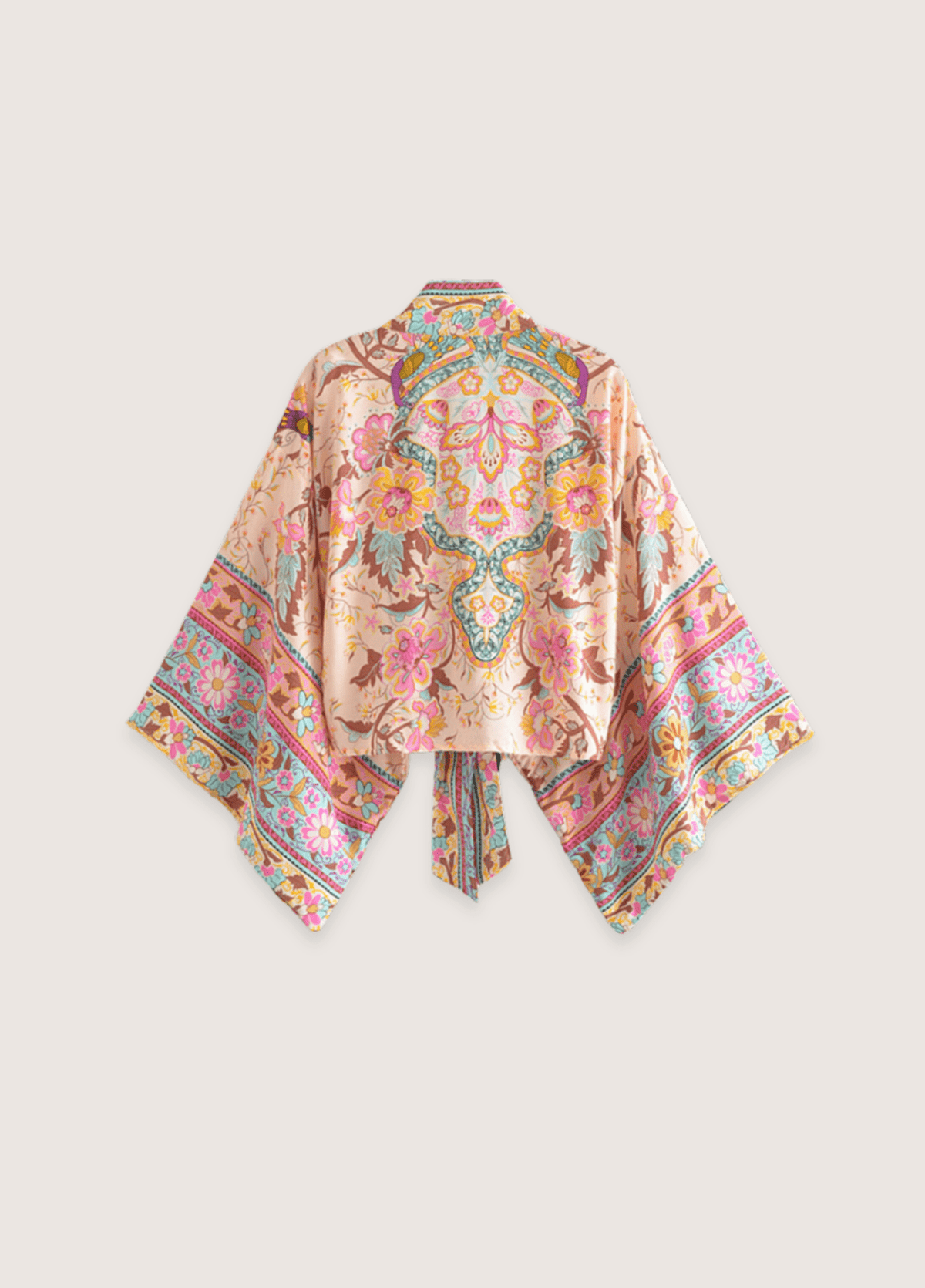Kimono court fleuri rose pâle | Kumoka