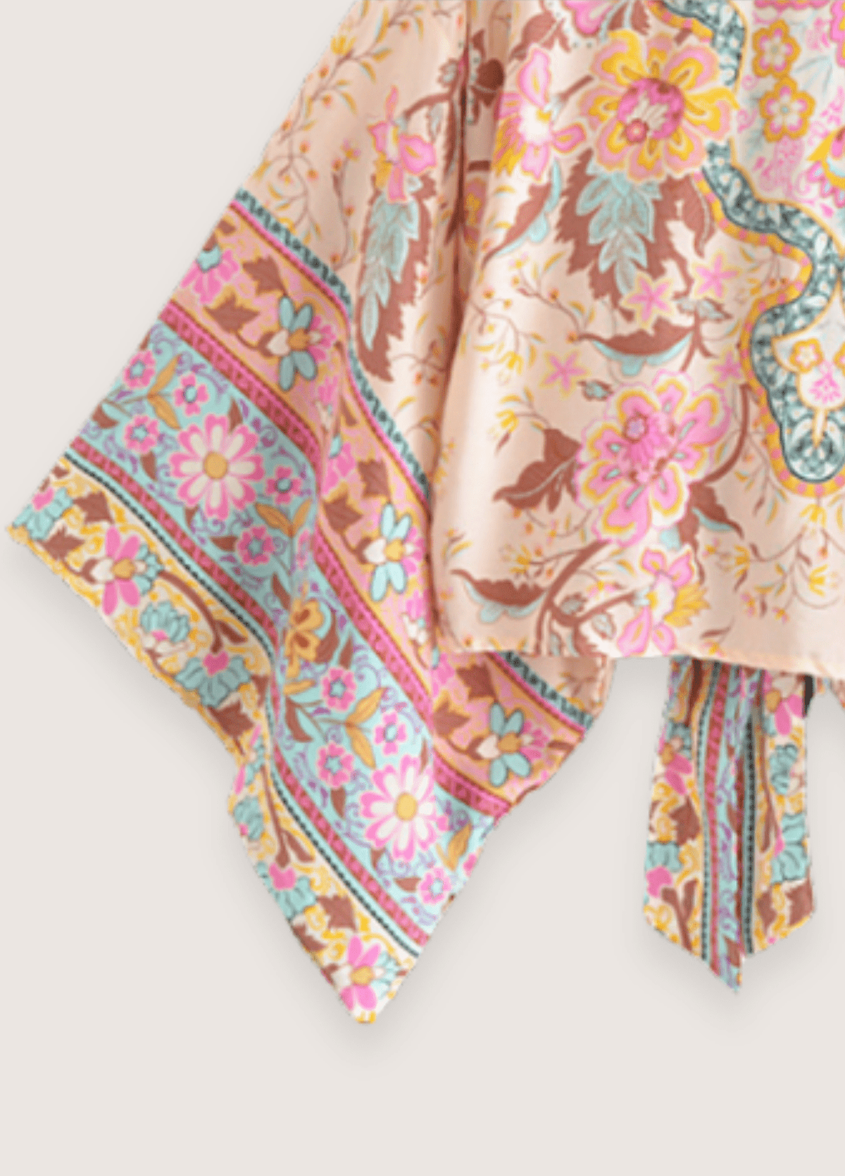 Kimono court fleuri rose pâle | Kumoka