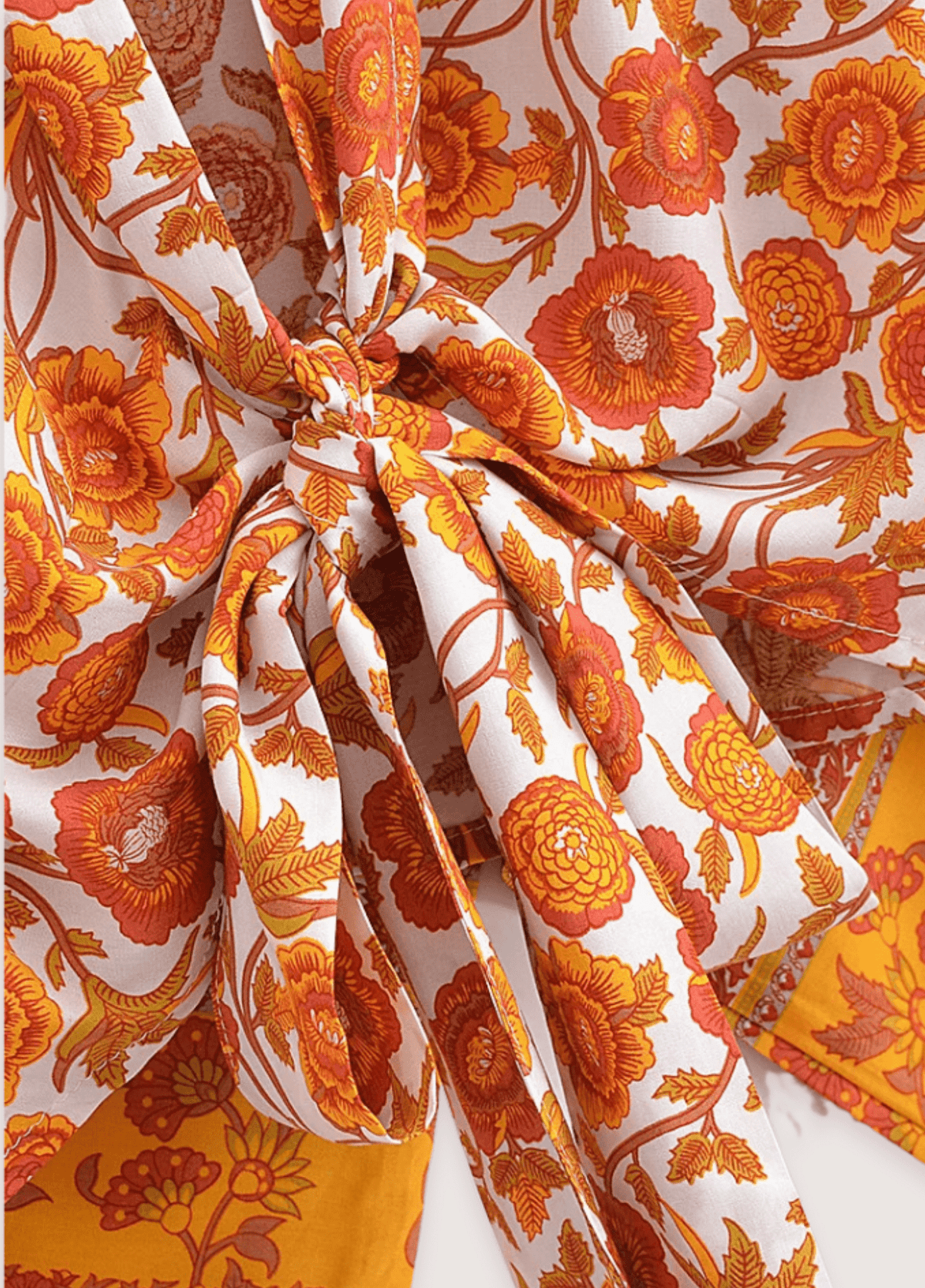 Kimono court jaune fleuri | Rinshi