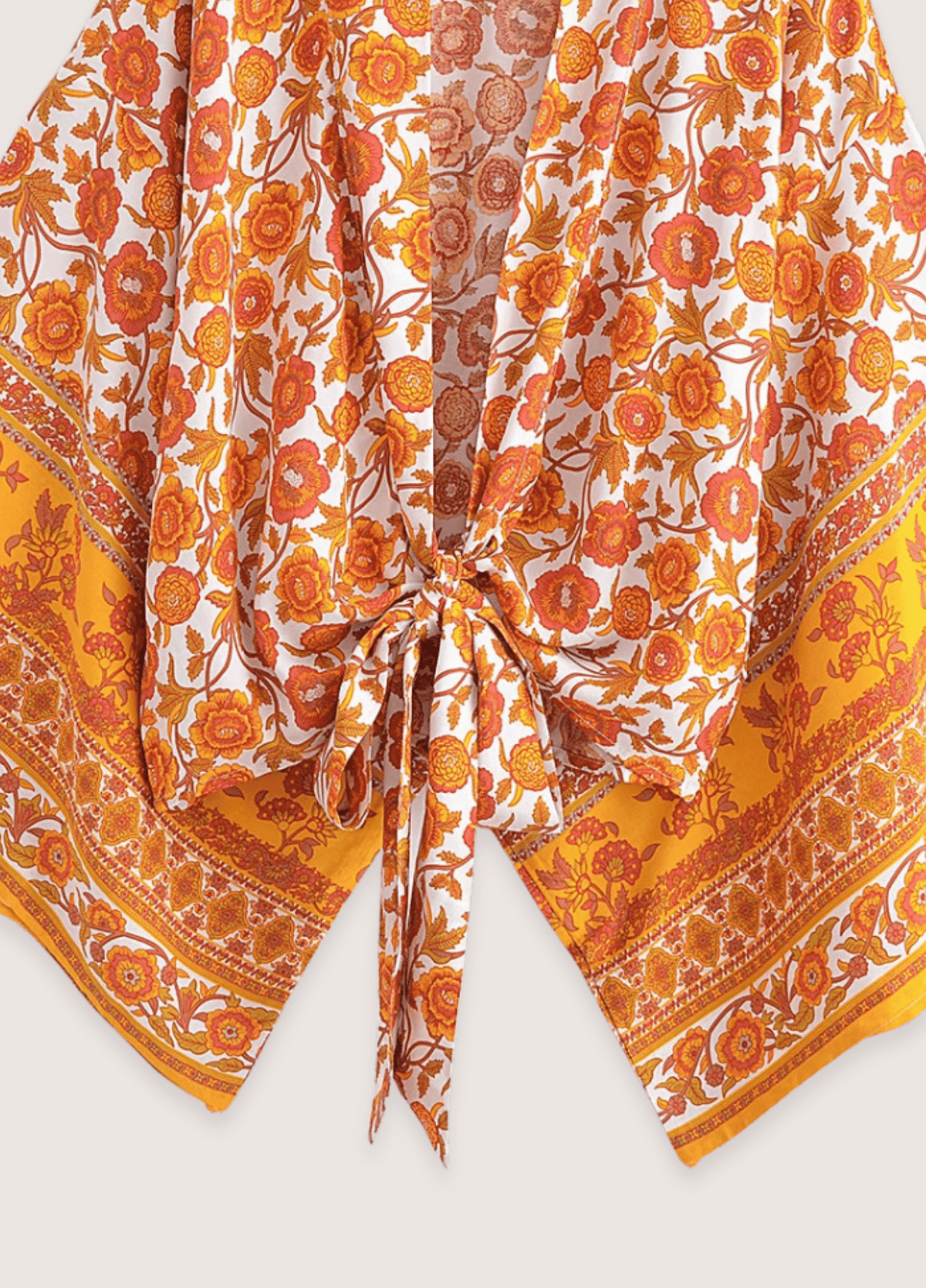 Kimono court jaune fleuri | Rinshi