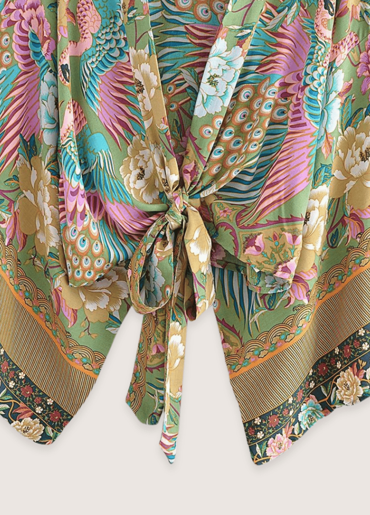 Kimono court paon fleuri | Kiyoren
