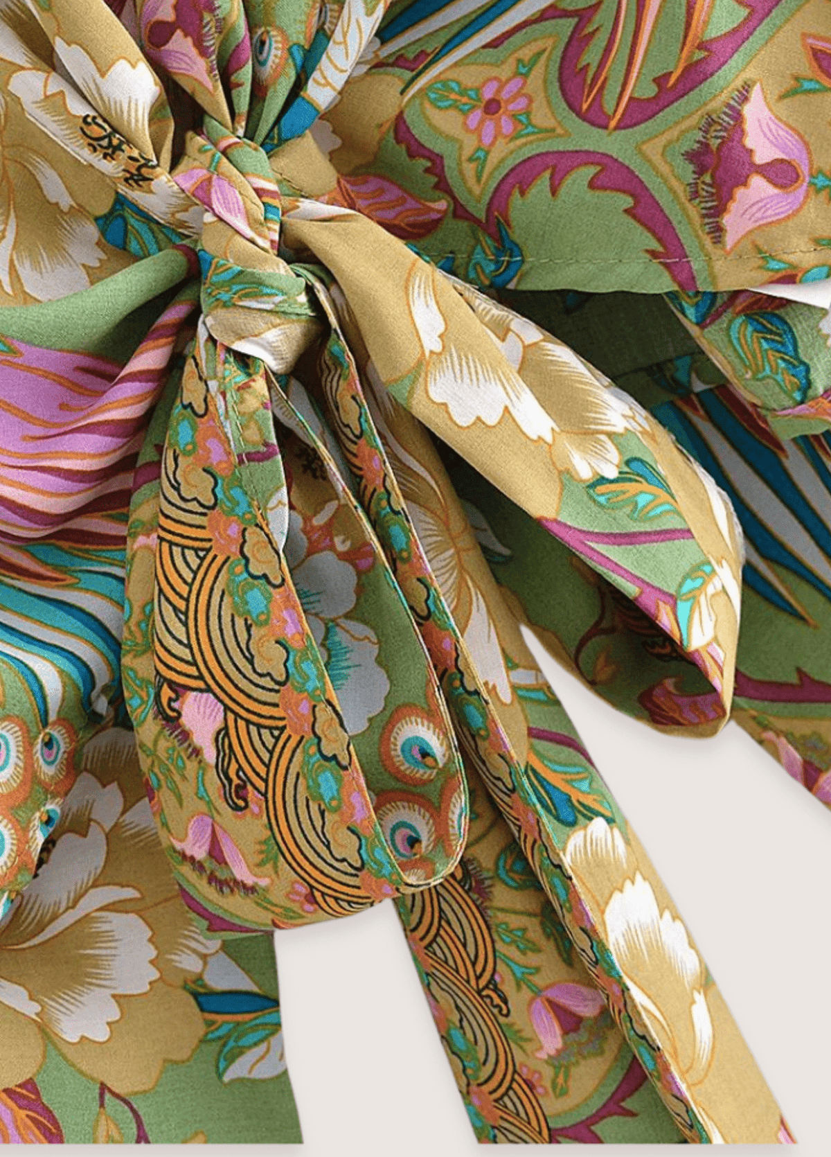 Kimono court paon fleuri | Kiyoren