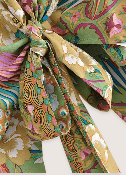Kimono court paon fleuri | Kiyoren