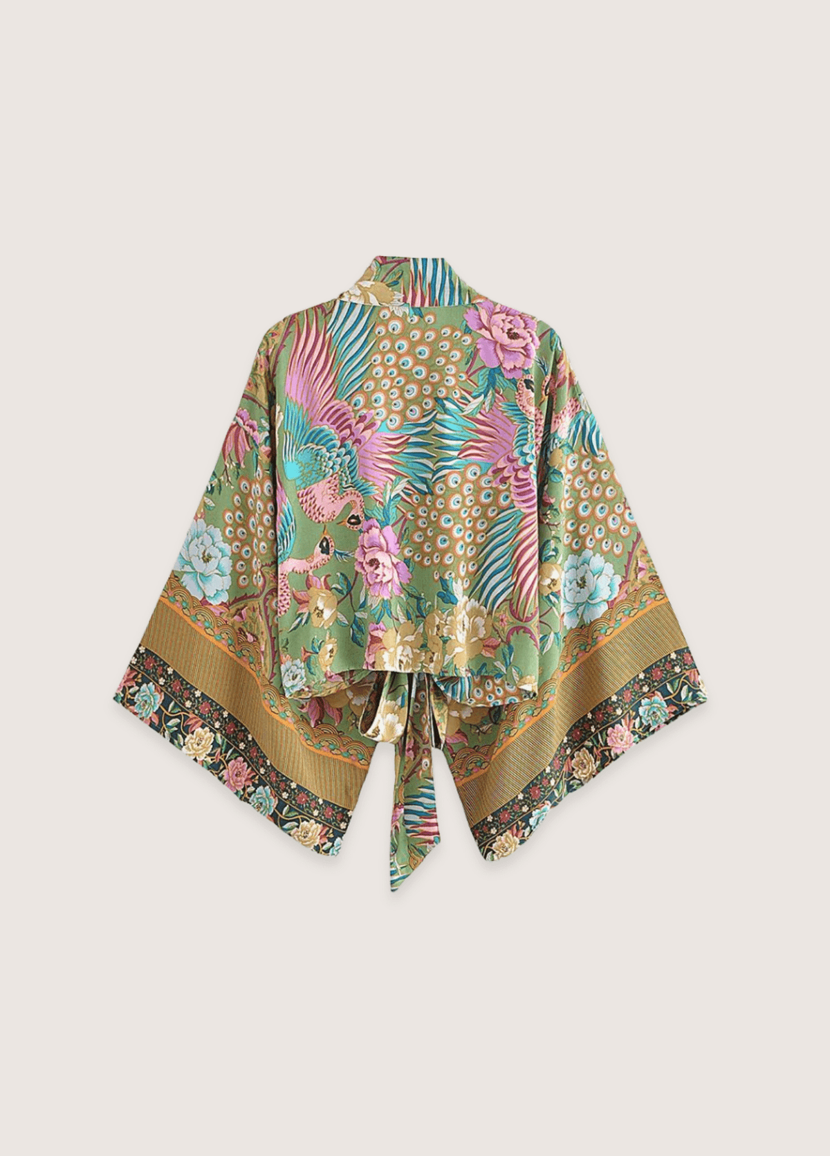 Kimono court paon fleuri | Kiyoren
