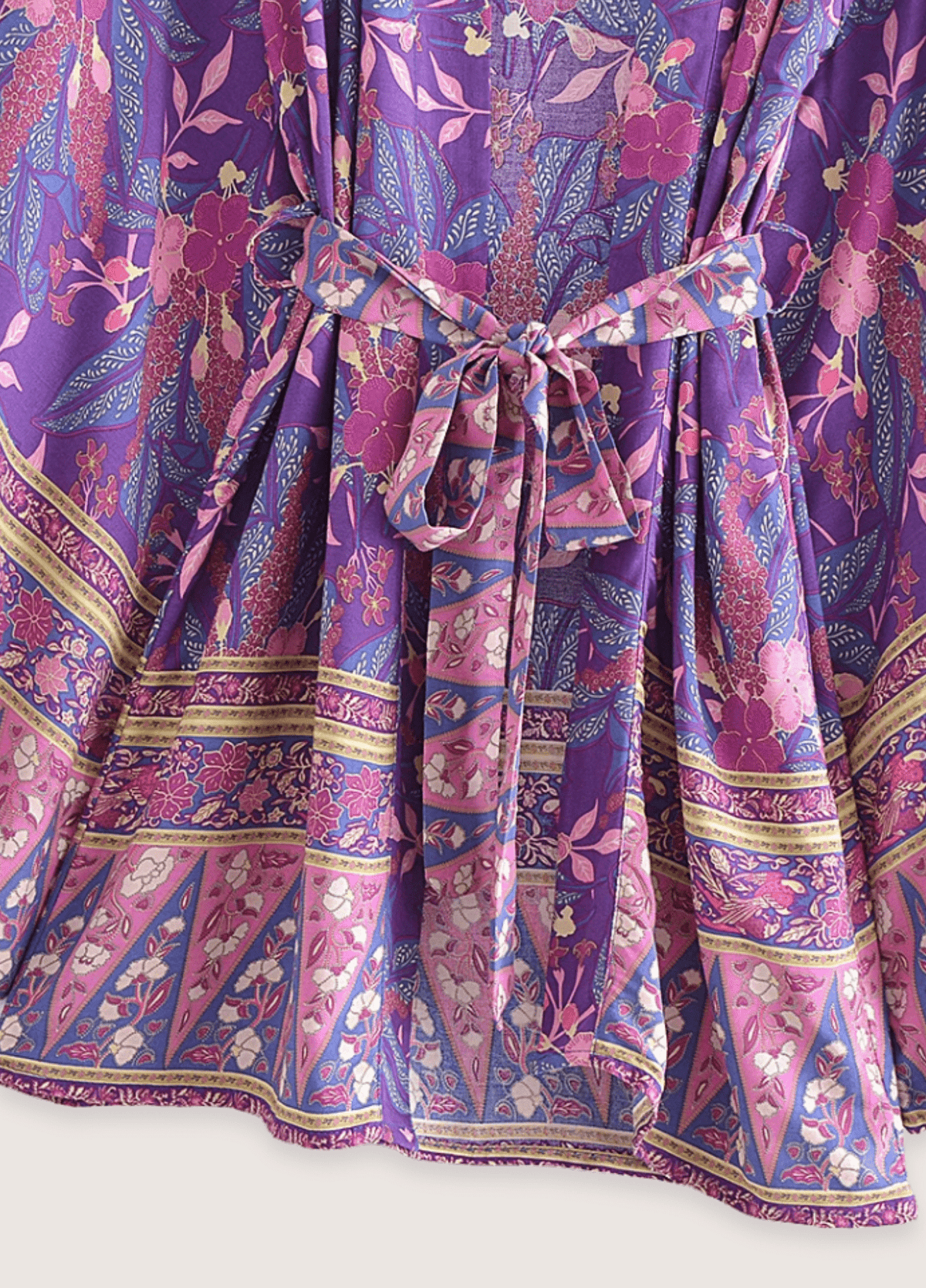 Kimono court plage violet fleuri | Shiromo