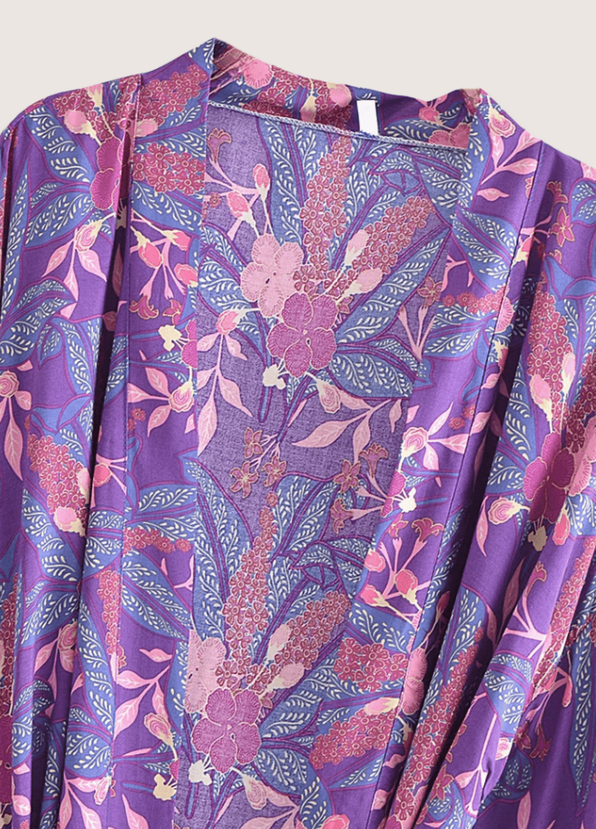 Kimono court plage violet fleuri | Shiromo