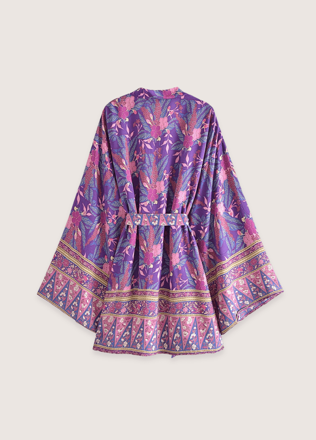 Kimono court plage violet fleuri | Shiromo