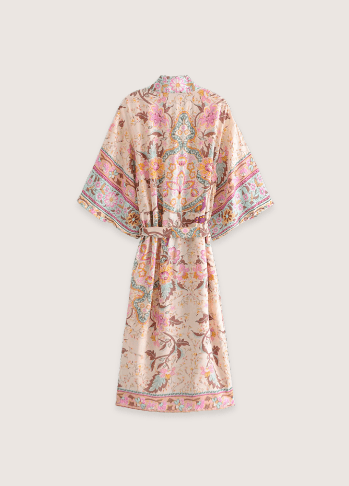 Kimono long fleuri rose pâle | Takami