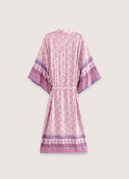Kimono long rose fleuri | Asaya