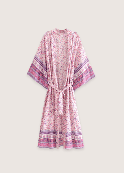 Kimono long rose fleuri | Asaya