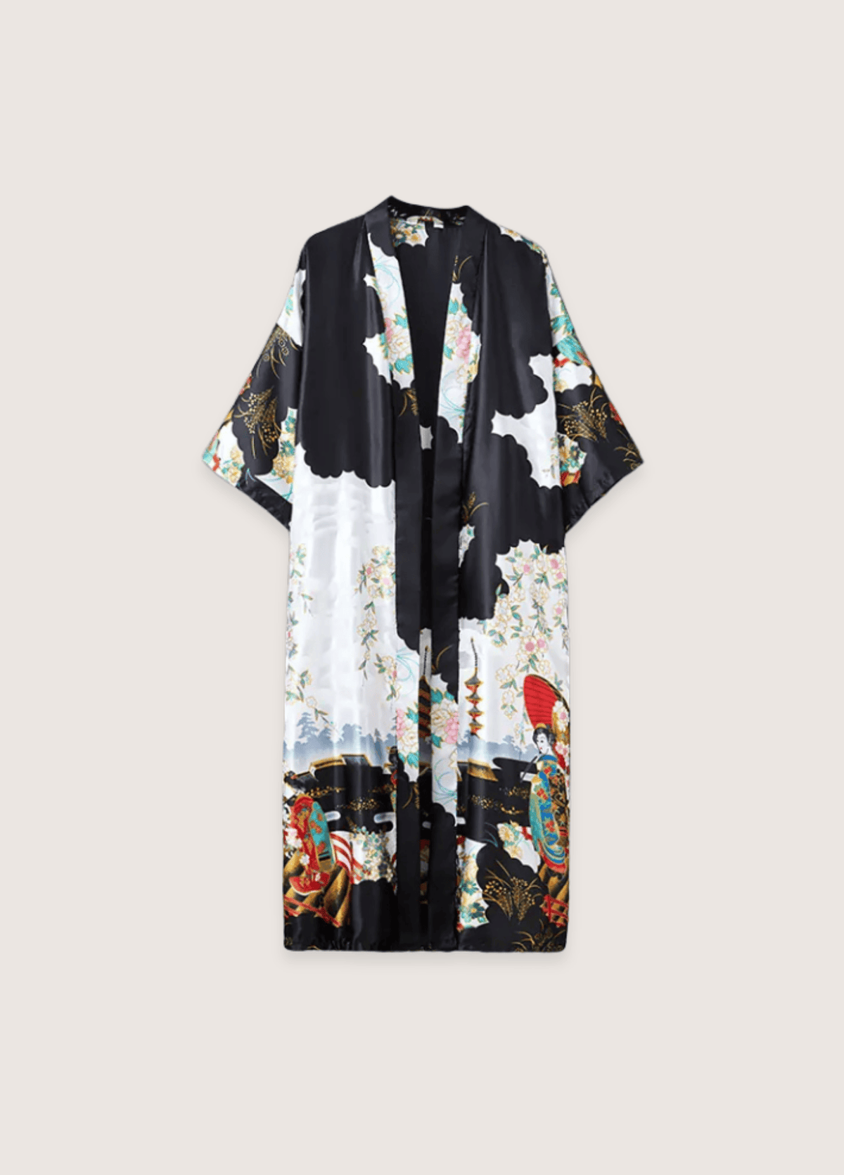 Kimono noir long soie | Haruchi