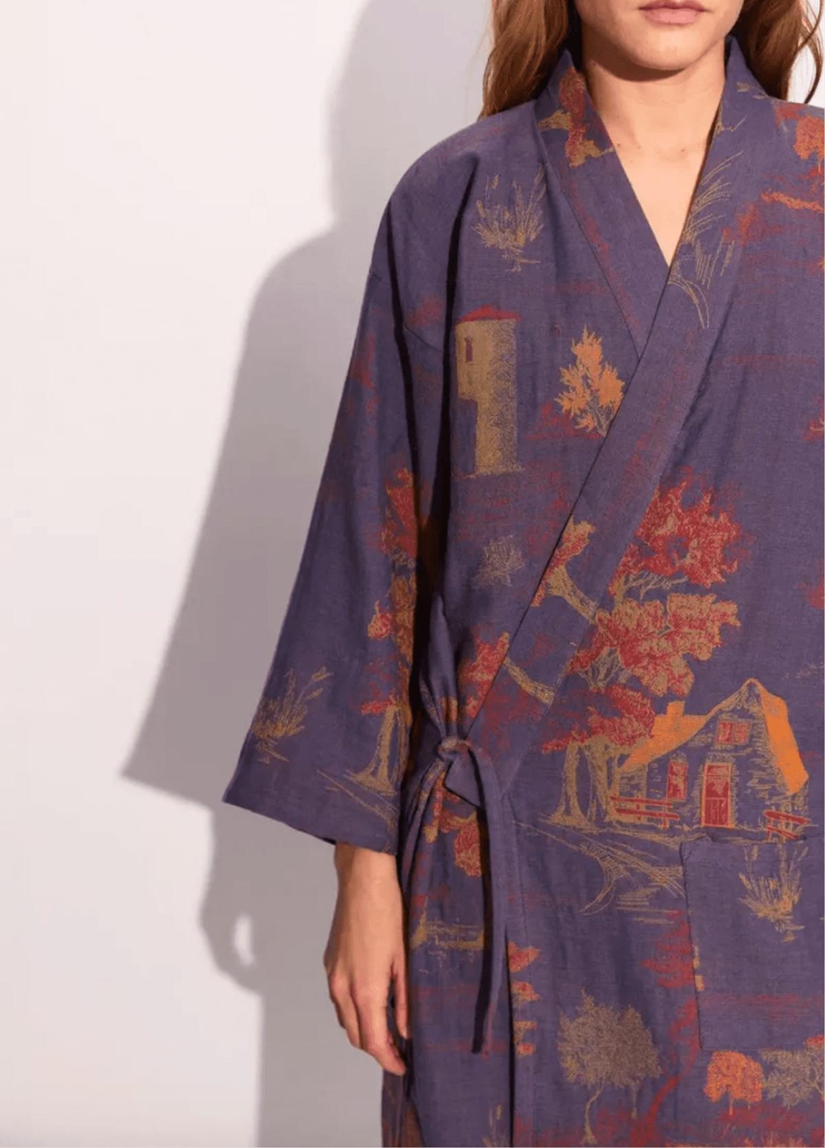 Peignoir kimono bleu femme | Soraka