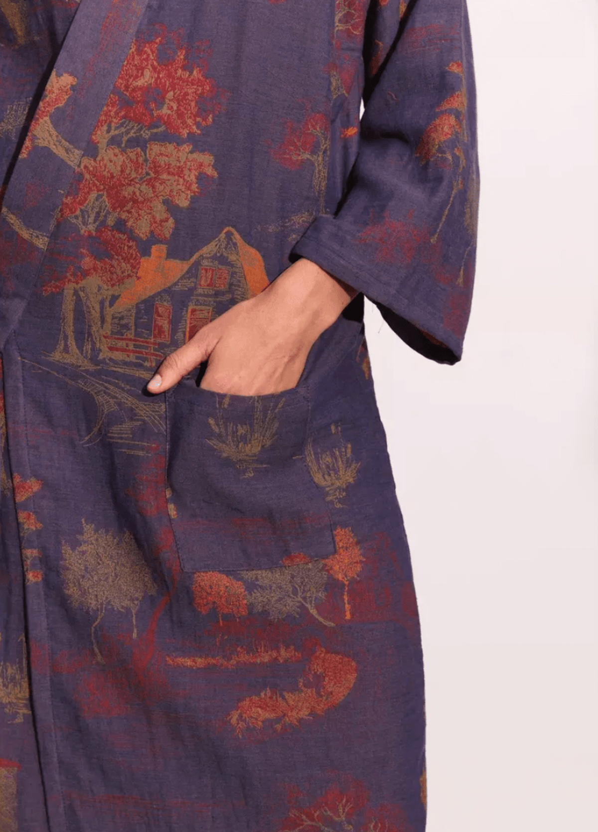 Peignoir kimono bleu femme | Soraka