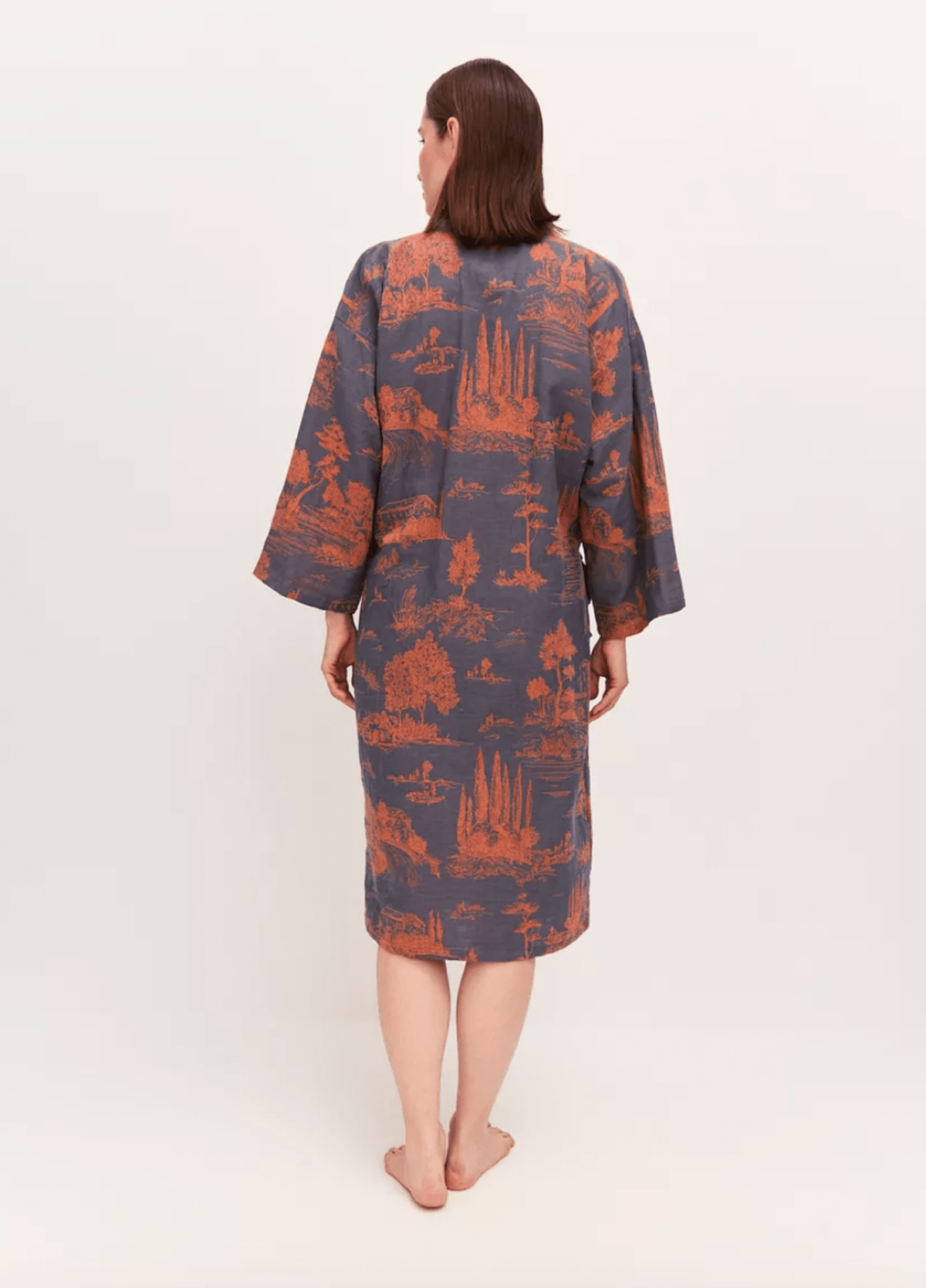 Peignoir kimono bleu femme | Yukizu
