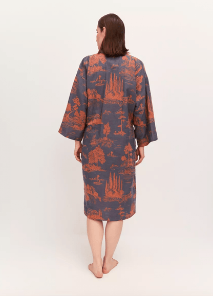 Peignoir kimono bleu femme | Yukizu