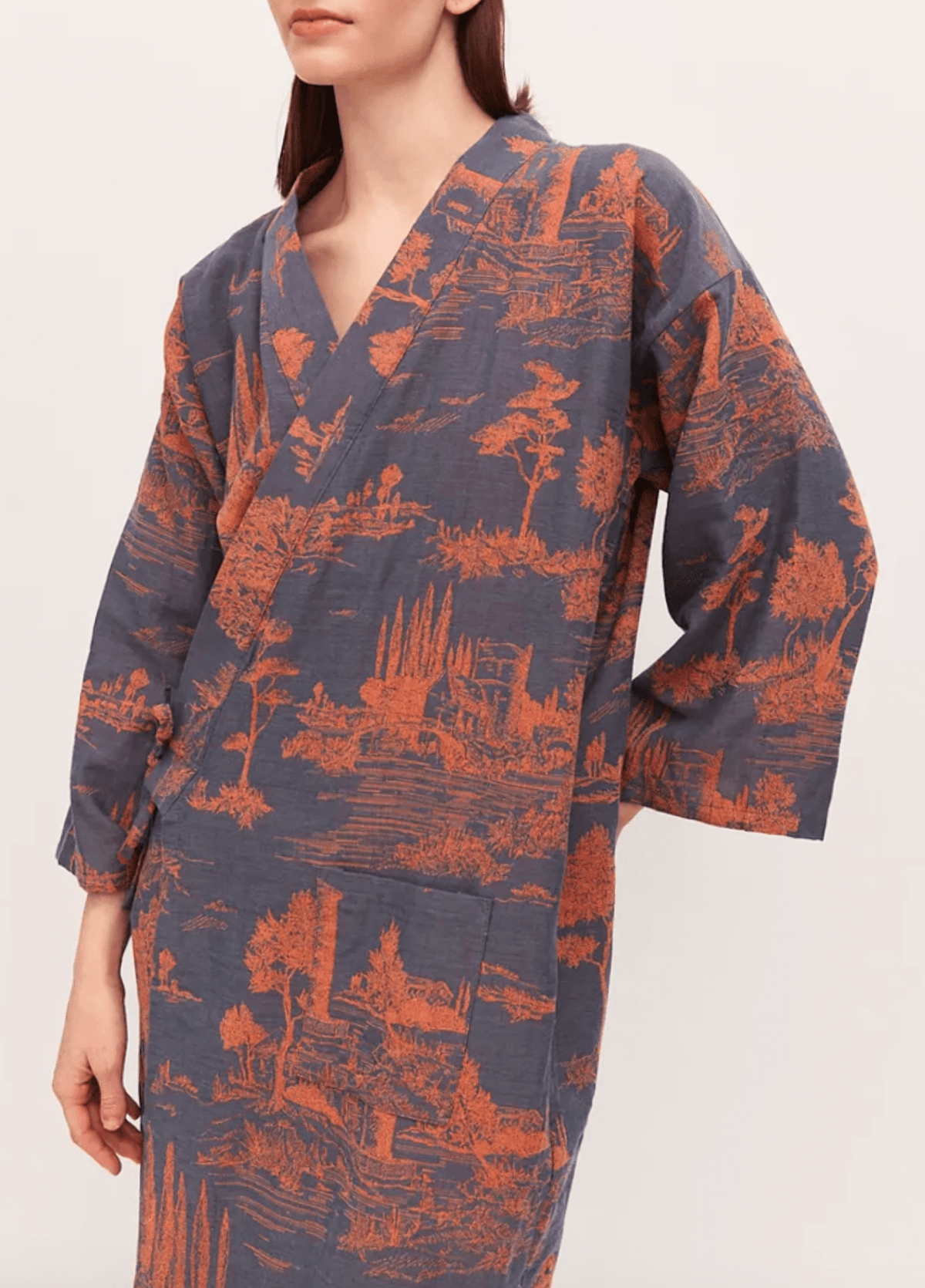 Peignoir kimono bleu femme | Yukizu