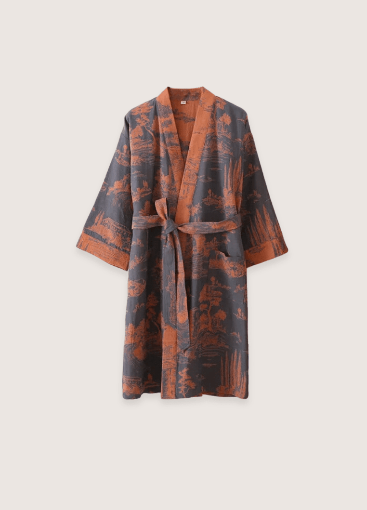 Peignoir kimono bleu femme | Akino