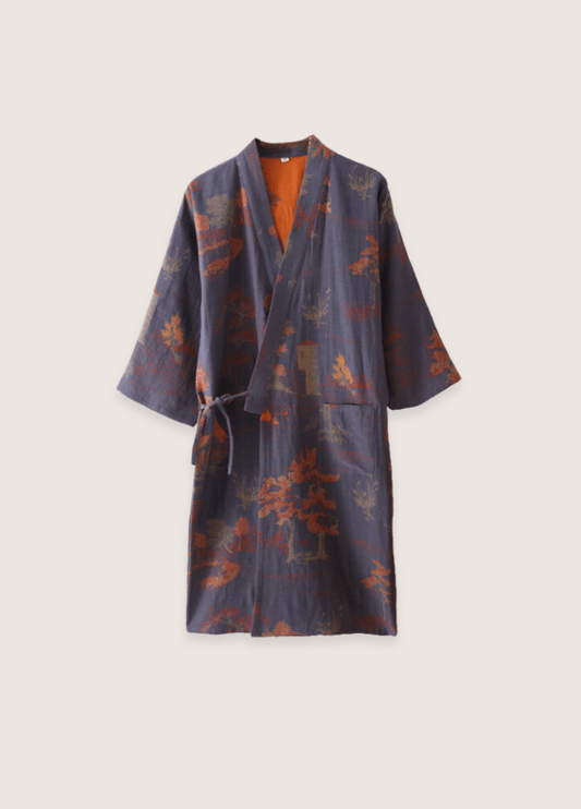 Peignoir kimono bleu homme | Mizuna