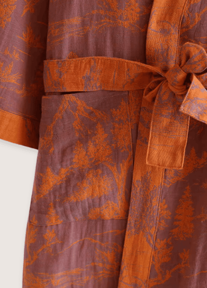 Peignoir kimono orange femme | Kaiko