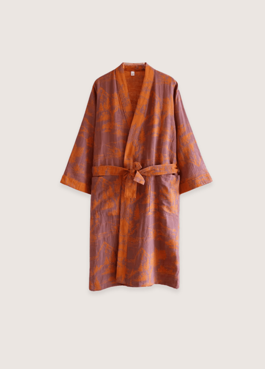 Peignoir kimono orange femme | Kaiko