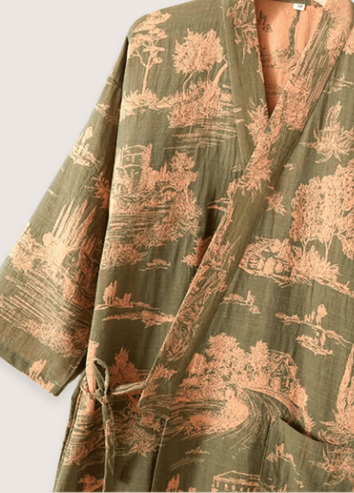 Peignoir kimono vert homme | Kairi