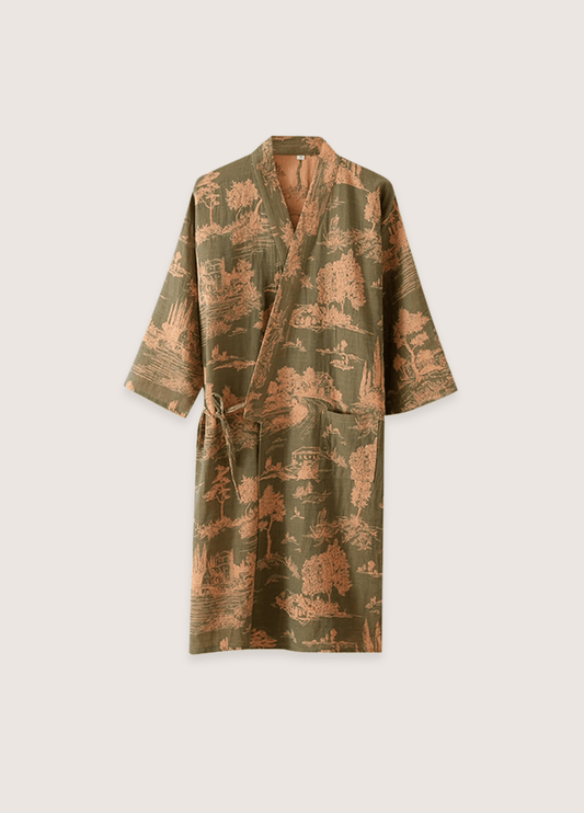 Peignoir kimono vert homme | Kairi
