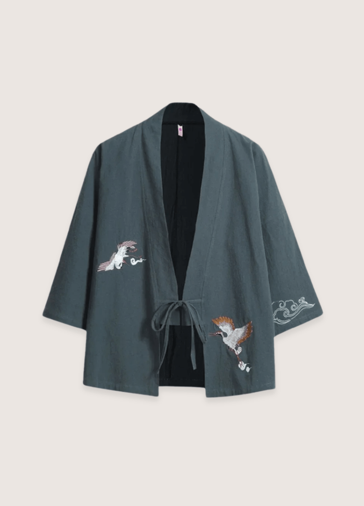 Veste kimono bleu gris en lin | Hoshira