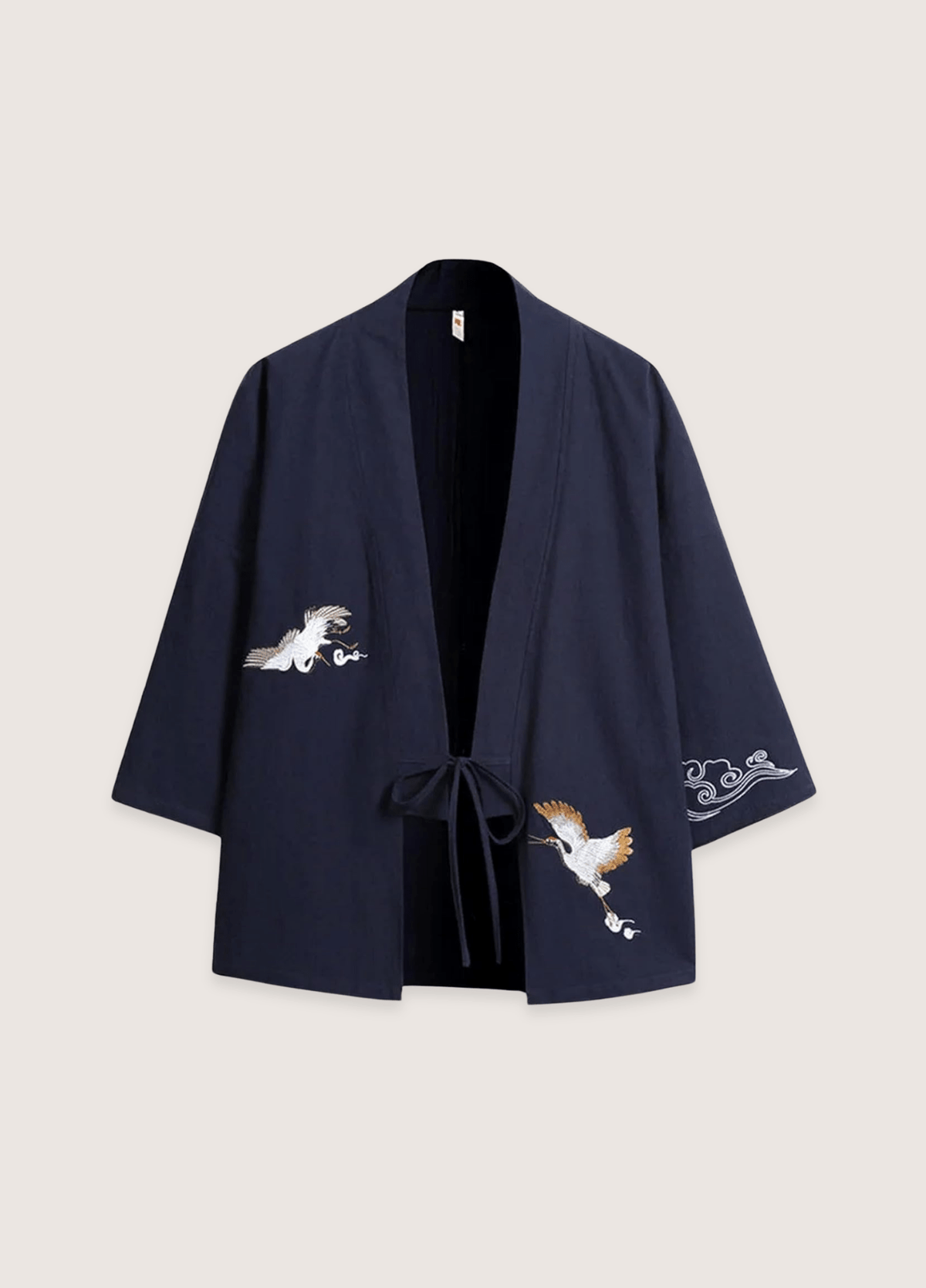 Veste kimono bleu marine en lin | Akiya