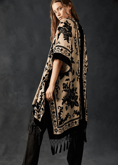 Veste kimono crème et noir | Yukisei