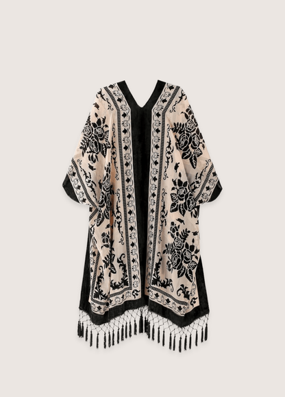Veste kimono crème et noir | Yukisei
