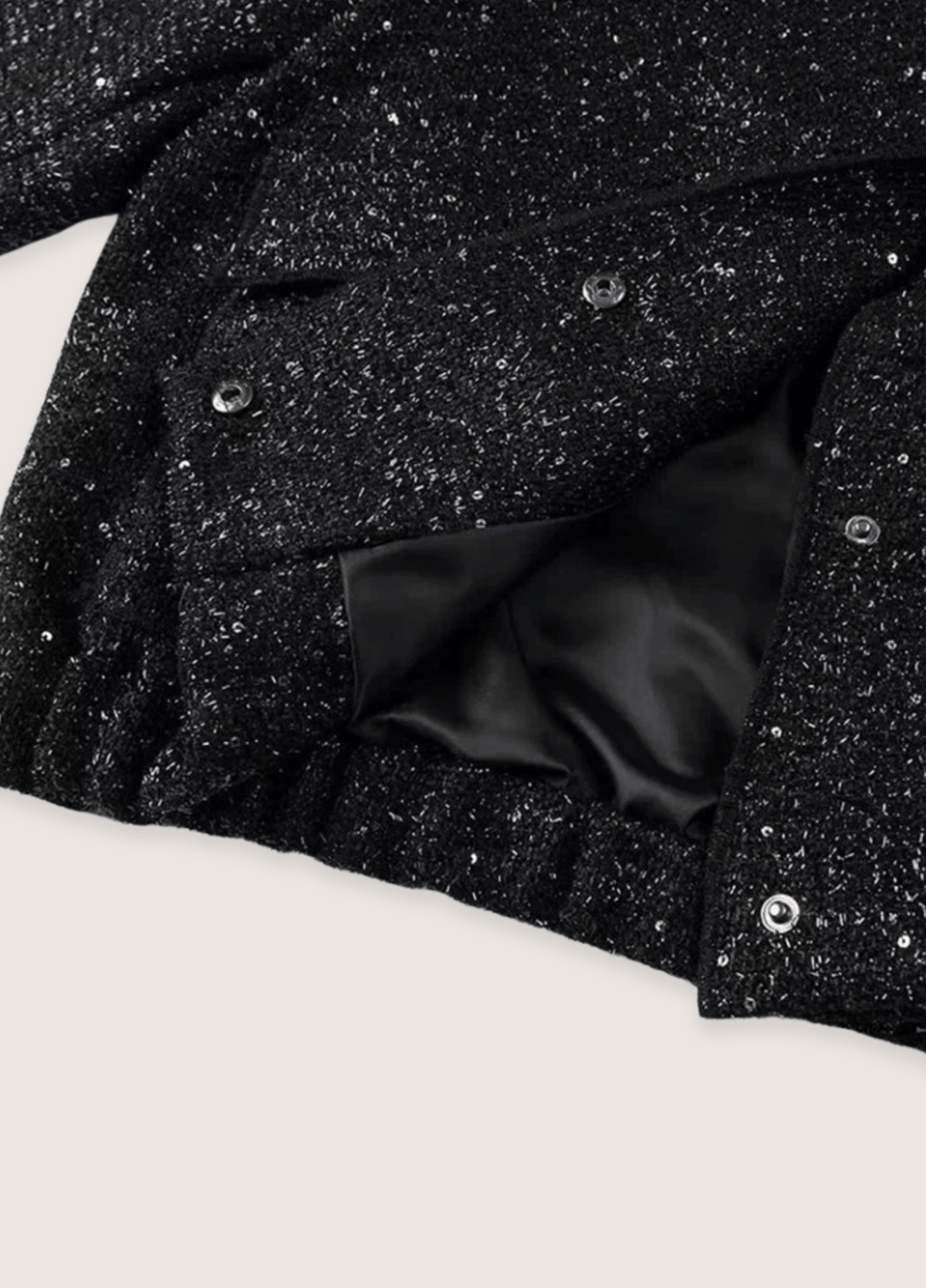 Veste kimono noir à paillettes | Kazemo
