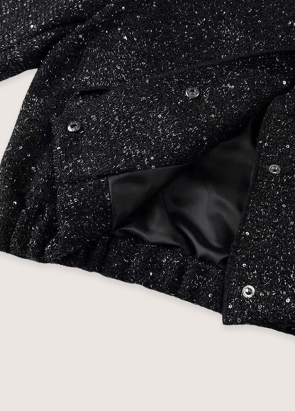 Veste kimono noir à paillettes | Kazemo