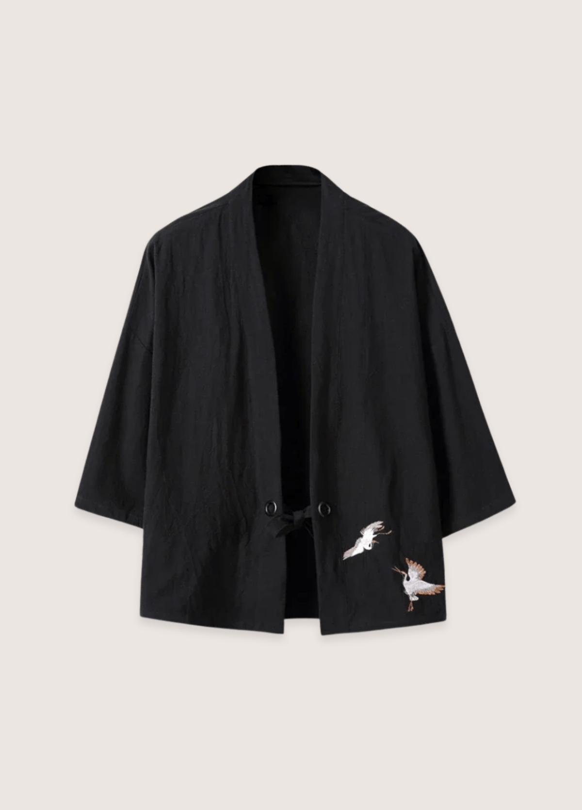 Veste kimono noir en lin | Kiyota