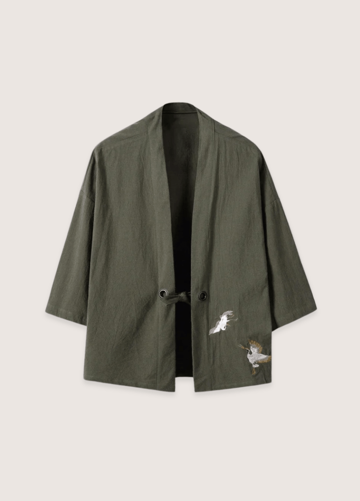 Veste kimono verte en lin | Kazesa